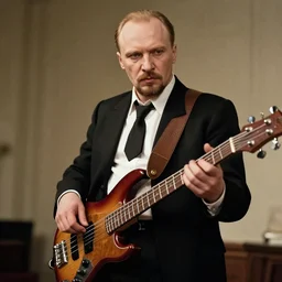 vladimir lenin playing bass guitar, photorealistic