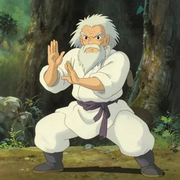 wise old kung fu master, in the style of studio ghibli, j. c. leyendecker, greg rutkowski, artgerm