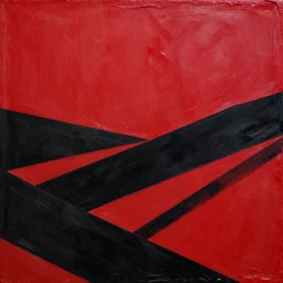 canvas coated with red paint, black stripes
