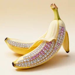 banana made of beautiful gem stone, jewelry banana, shine, hd, high quality