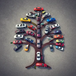 tree made of cars