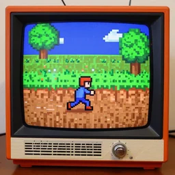 a old photo of terraria running on a ccr tv ,nostalgic, pixel perfect, snes emulation, high fidelity,32 bits