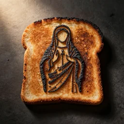 toast burnt with virgin mary outline