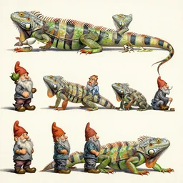 Graffiti a gnome metamorphoses into an iguana in stages concept art by frank frazetta simon stalenhag greg rutkowski andrew wyeth niel welliver peter doig robert rauschenberg mark ryden
