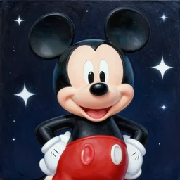 Mickey Mouse as a painting, shiny, stars, space, 8k, high resolution