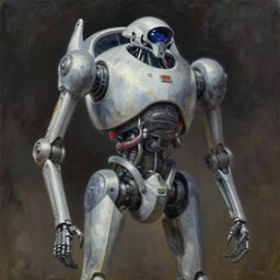 imperial probe droid intertwisted by ralph mcquarrie, oil painting