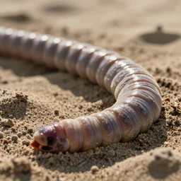 extreme close up of a sand worm