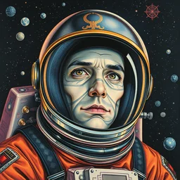 portrait disco astronaut painted in jacek yerka style drawn by takato yamamoto, inspired by steampunk, intricate acrylic gouache painting, high detail, sharp high detail, artstation