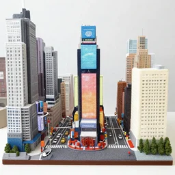times square diorama made out of yarn