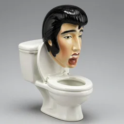 ceramic elvis presley with a toilet for a mouth