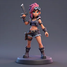 street punk young woman thief, stylized stl fantasy miniature, 3 d render, activision blizzard style, hearthstone style