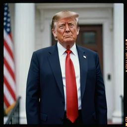color photo of Donald Trump, cinestill 800t, high quality, criterion collection