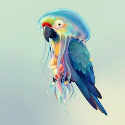parrot - jellyfish hybrid, rossdraws, cinematic