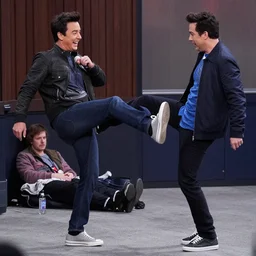 paparazzi photo of Jimmy Fallon kicking a homeless person