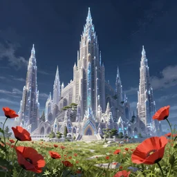 a beautiful hyperdetailed rendering of abandoned empire by pierre de meuron, fantasy poppy anime at night crystal, archdaily, wallpaper, highly detailed, trending on artstation.