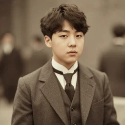 1920s photograph of Junkook from BTS, focus 35mm film look
