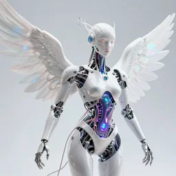 ai biomech, ethereal ultralight i robot mechanism, quantum physics, angelic and unsettling, wires, veins, ferrofluid, bismuth, style blend of hideo kojima, shepard fairey, and botticelli, city backdrop is a blend of the vatican, neo - andean architecture and brutalism, 4 k photorealistic, ultra fine inklines