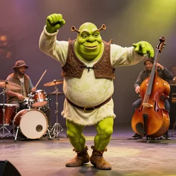 shrek the ogre break dancing on jazz music