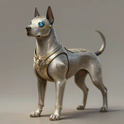 a anthropomorphic cyber dog warrior, diffuse lighting, fantasy, intricate, elegant, highly detailed, lifelike, photorealistic, digital painting, artstation, illustration, concept art, smooth, sharp focus, naturalism, trending on byron's - muse, by greg rutkowski and greg staples