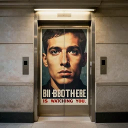 On each landing, opposite the lift-shaft, the poster with the enormous face gazed from the wall. It was one of those pictures which are so contrived that the eyes follow you about when you move. BIG BROTHER IS WATCHING YOU, the caption beneath it ran.
