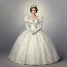 the queen etapita, airbrush painting, pale, wide shot, symmetrical,