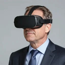 jim cramer wearing a VR headset, high detail, photorealistic