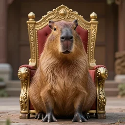 lord capybara sitting on a throne