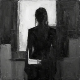 a solemn simulacrum, trending on artstation, abstract black and white painting, masterpiece