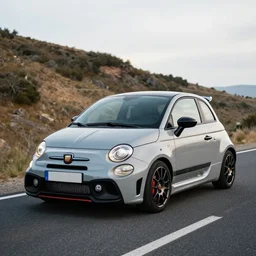 an abarth 5 0 0 on a road to nowhere