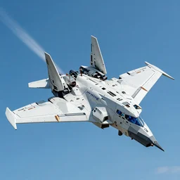 Flight shot of Jetfire from Transformers on a clear sunny day with a blue sky, Jetfire!!!!!, Transformers!!!!!!!!!!!!!, Skyfire, Jet parts, Intricate, Highly Detailed, Robot made of Jet Parts, Fuselage, Battroid Mode, Zone of Enders, Genesis of Aquarion, Aquarion, Anime Robots, Mecha Anime, Anime, Robots, Robot, Robot Mode, 8k, ultra realistic, illustration, splash art, rule of thirds, good value control