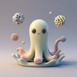 ebay product, cute miniature resine figure, High detail photography, 8K, 3d fractals, one simple ceramic tintoy tentacle monster Figure sculpture, surrounded by splashes, 3d primitives, in a Studio hollow, by pixar, by jonathan ive,, simulation