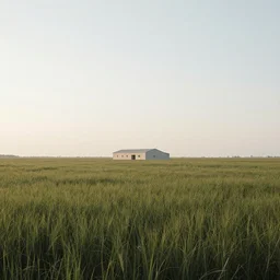 A serene landscape with a singular building in the style of scott robertson .