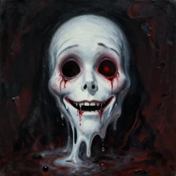 a gothic painting of a melting face by dr seuss, | demonic | horror themed