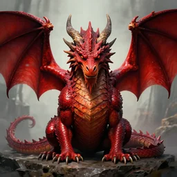 red scaled dragon facing camera by larry elmore and vincent di fate