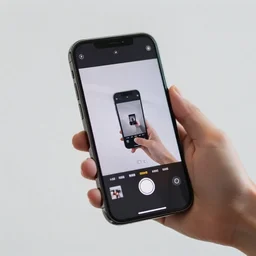 a floating smart phone taking a picture of itself in a mirror, the reflection of the phone shows an image of the reflection, infinite recursion, ink drawing, in the style of m. c. escher
