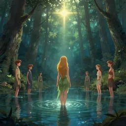 forest nymph rising from the water. view from behind, wide angle view, back view. nuri iyem, james gurney, james jean, greg rutkowski, anato finnstark, davinci, emma watson, gigachad. trending on artstation, starlight, and enchanted dreams. instagram