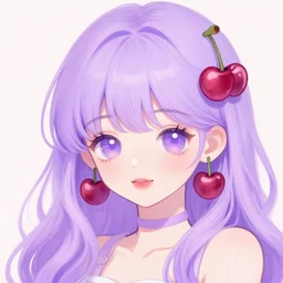 adorable, brilliant, elegant, pastel texture, matte painting hyperpop cutest lavender cherry portrait trending on pixiv