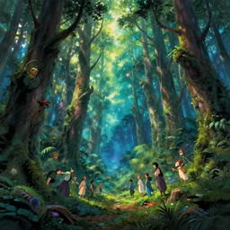 spiritual forest, digital art, concept art, magic fantasy, scenic, vibrant colors, high contrast, highly detailed, trending on artstation, 8k, andreas rocha, sylvain sarrailh, darek zabrocki, bastien grivet, finnian macmanus, dylan cole, liang mark, albert bierstadt, sung choi, peter mohrbacher, greg rutkowski, thomas kinkade, dan mumford, studio ghibli