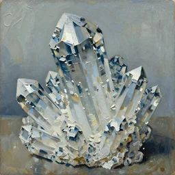texture of 3d high relief calcite crystals painted in the style of the old masters, painterly, thick heavy impasto, expressive impressionist style, painted with a palette knife