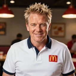 incredibly realistic, too detailed portrait of a caricature of gordon ramsay wearing mcdonald's fast food worker polo, centered portrait, octane render, bump mapping, global illumination, unreal engine 5, 8 k, bokeh, d & d digital art, mark ryden, rob gonsalves