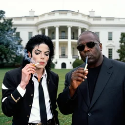 a photograph of michael jackson and biggie smoking a joint together at the white house in 2 0 0 8, 4 k