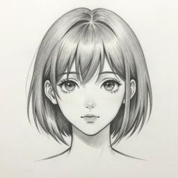 pencil sketch of an anime girl with short hair and perfect symmetrical face, highly detailed, trending on artstation, deviantart
