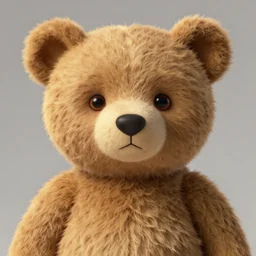 portrait of beautiful teddy bear, epic lit, hyper detailed design, shape focus, deep texture, puff, very cartoon, by anton fadeev and rene magritte in pixar
