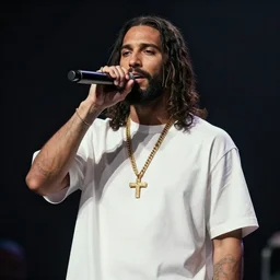 Medium shot photograph of Jesus as a rapper, 4k, ultra HD