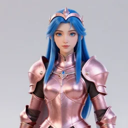 portrait of a regal elven warrior with blue hair wearing a rose gold breastplate and circlet, 3 d render by mandy jurgens, artgerm, and lu ji, centered, artsation contest winner, cgsociety, fantasy art, cryengine, concept art, photorealism, daz 3 d, sketchfab, zbrush, vray