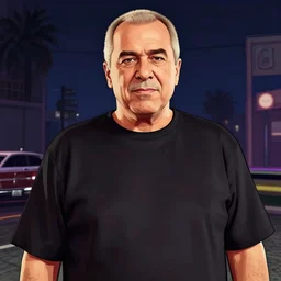 george carlin portrait in the style of gta v