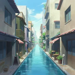 city of water 7 from one piece, streets from water, boat shops, digital painting, concept art, narrow street, smooth buildings