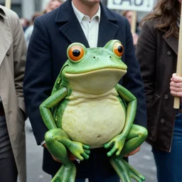Photograph of the Crazy Frog being arrested in a 1970s protest