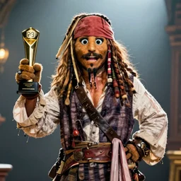 A still of Jack Sparrow as a muppet, 4k, photograph, artstation, trending, award winning, epic lighting, featured
