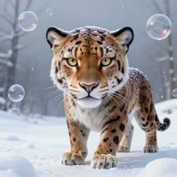 aesthetic portrait commission of a of a male anthro panther made of soap bubbles, winter atmosphere, by otto marseus van schriek rachel ruyschwith a tail and a beautiful attractive hyperdetailed face. character design by charlie bowater, ross tran, artgerm, detailed, inked, award winning film poster painting